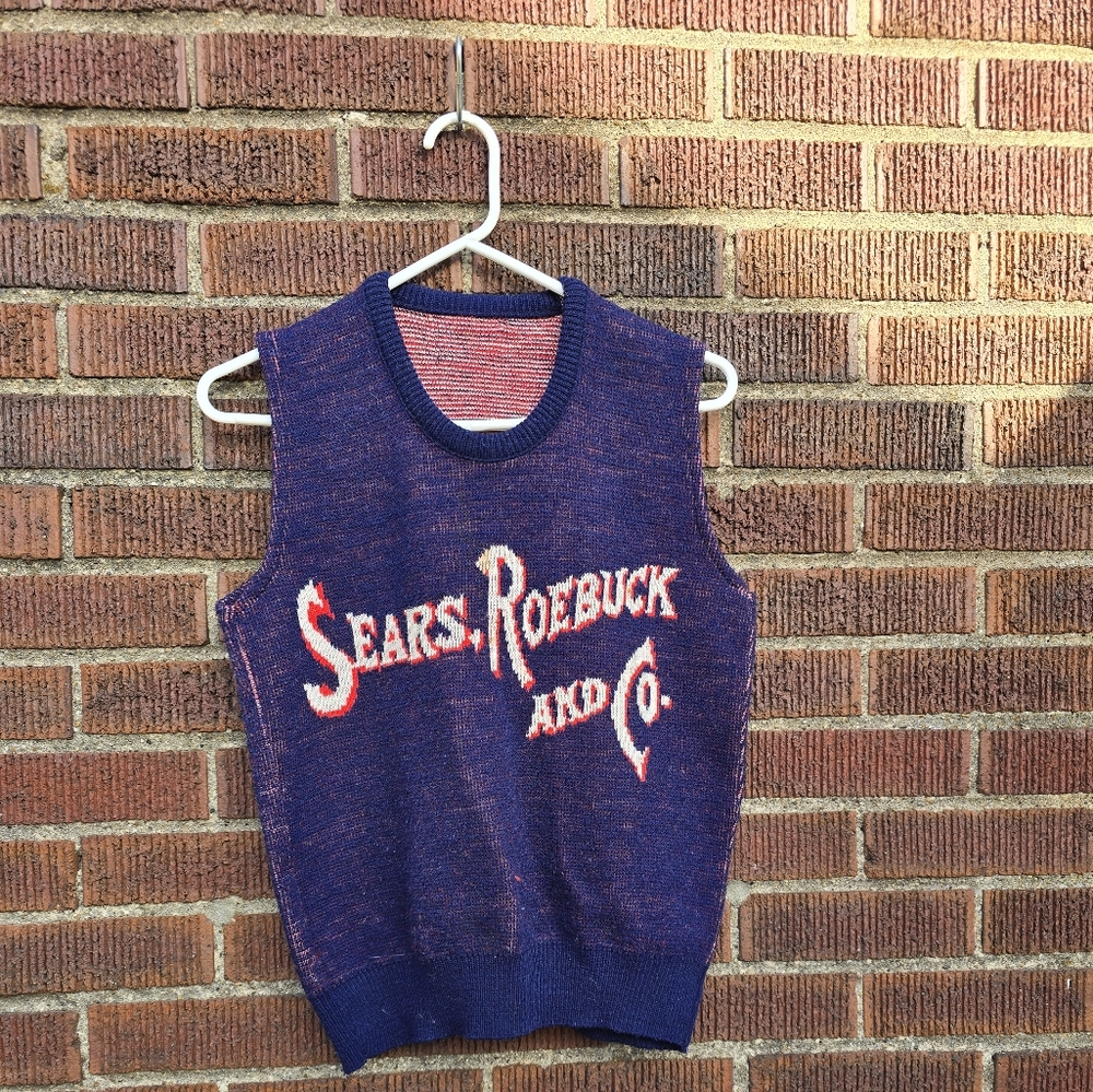 Vintage Sears Roebuck & Co. Navy Sweater Vest Men's Sz M
